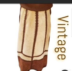 70's suede whipstitched‎ vintage skirt S..M